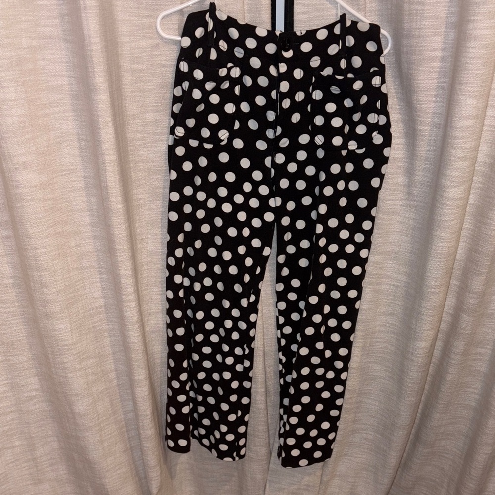 Anthropologie Black and White Polka Dot Pants